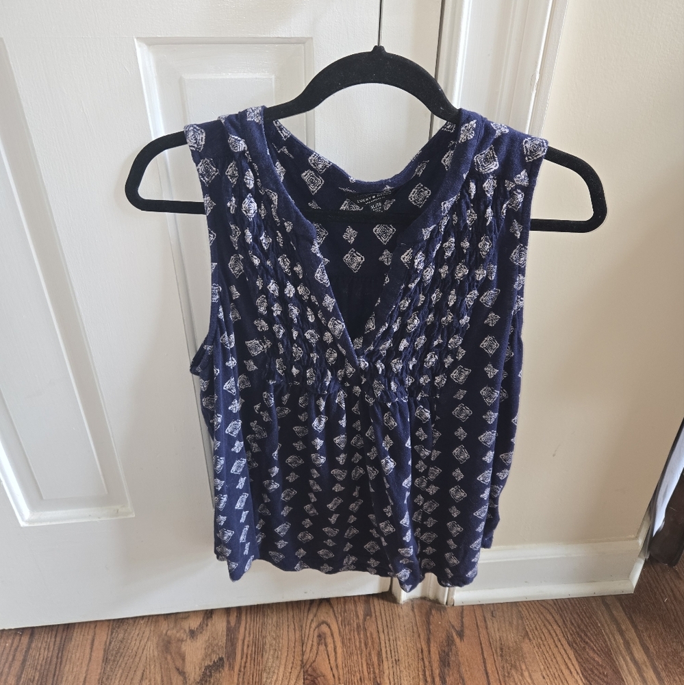 Navy Blue Patterned Women's Top